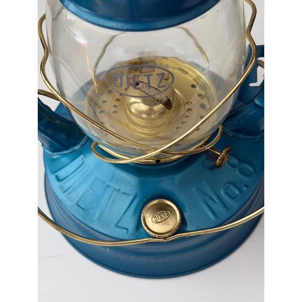 Dietz No. 8 Air Pilot Hurricane Lantern Metallic Blue Vintage Style Oil Lamp